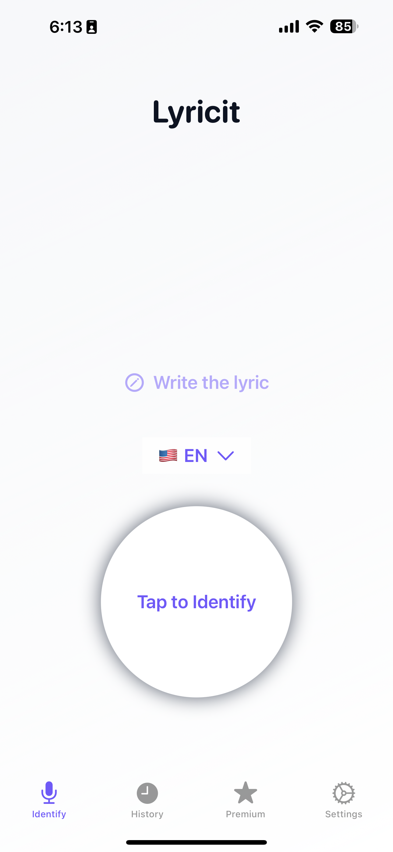 Lyricit app interface showing voice recognition